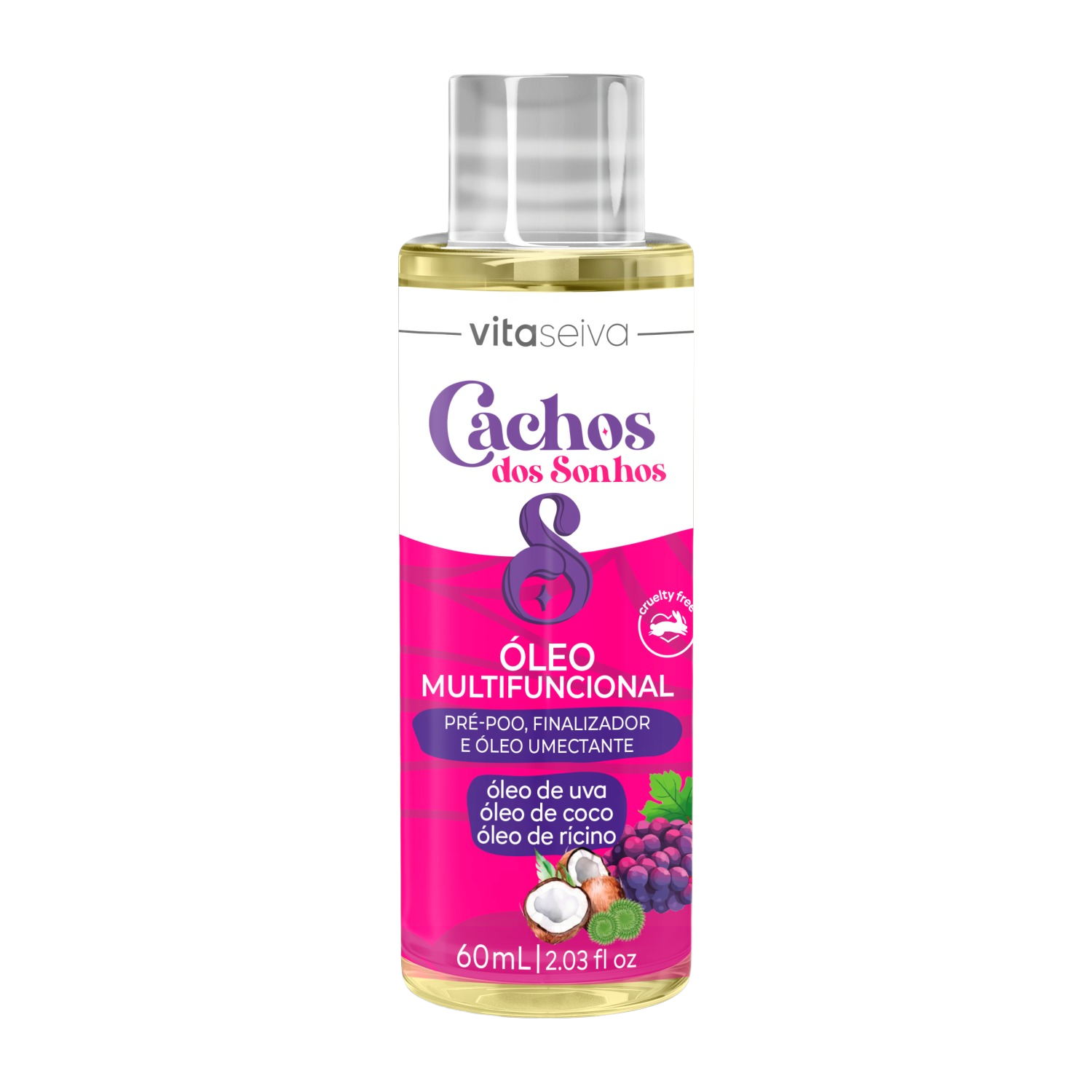 Óleo Capilar Uva Coco Rícino Cachos dos Sonhos Vita Seiva 60ml