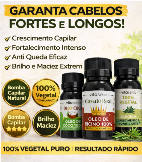 Kit Terapia Capilar Vita Seiva (Coco + Rícino + Alecrim) 100% Vegetal 180ml