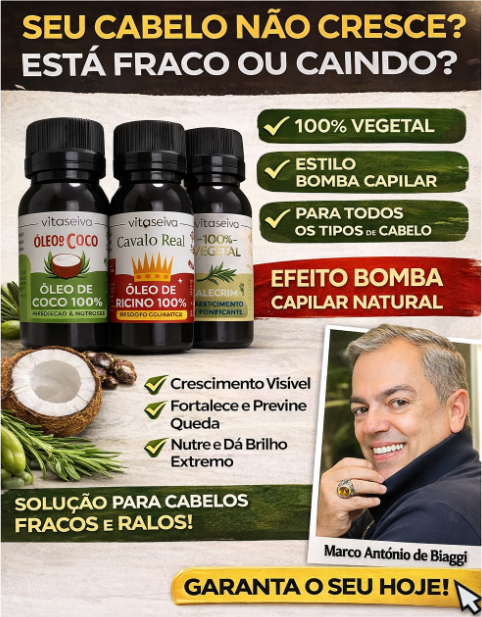 Kit Terapia Capilar Vita Seiva (Coco + Rícino + Alecrim) 100% Vegetal 180ml