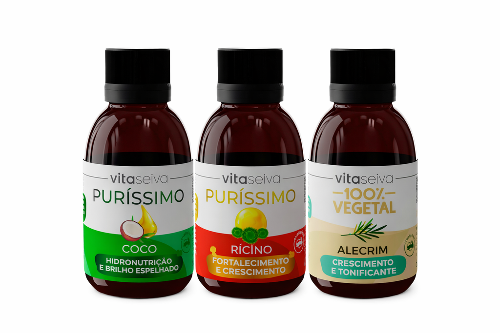 Kit Terapia Capilar Vita Seiva (Coco + Rícino + Alecrim) 100% Vegetal 180ml